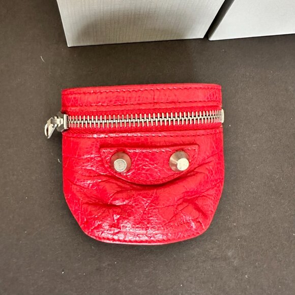 Balenciaga Red Leather Hand Wrist Cuff Coin Purse Mini Wallet - Picture 2 of 9